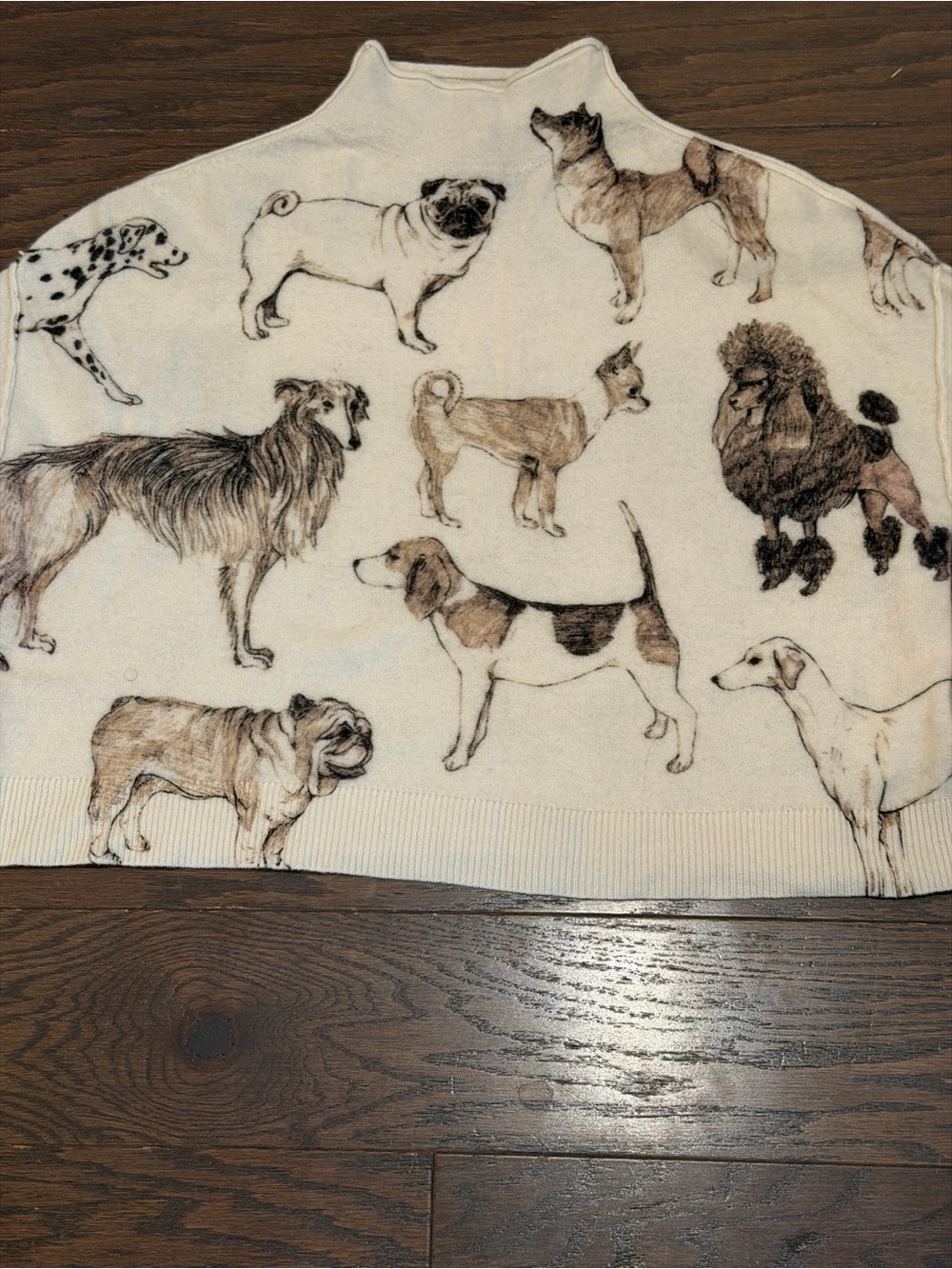 Anthropologie Alani Cashmere Mock-Neck Sweater Dogs Print Size Small - Picture 3 of 9